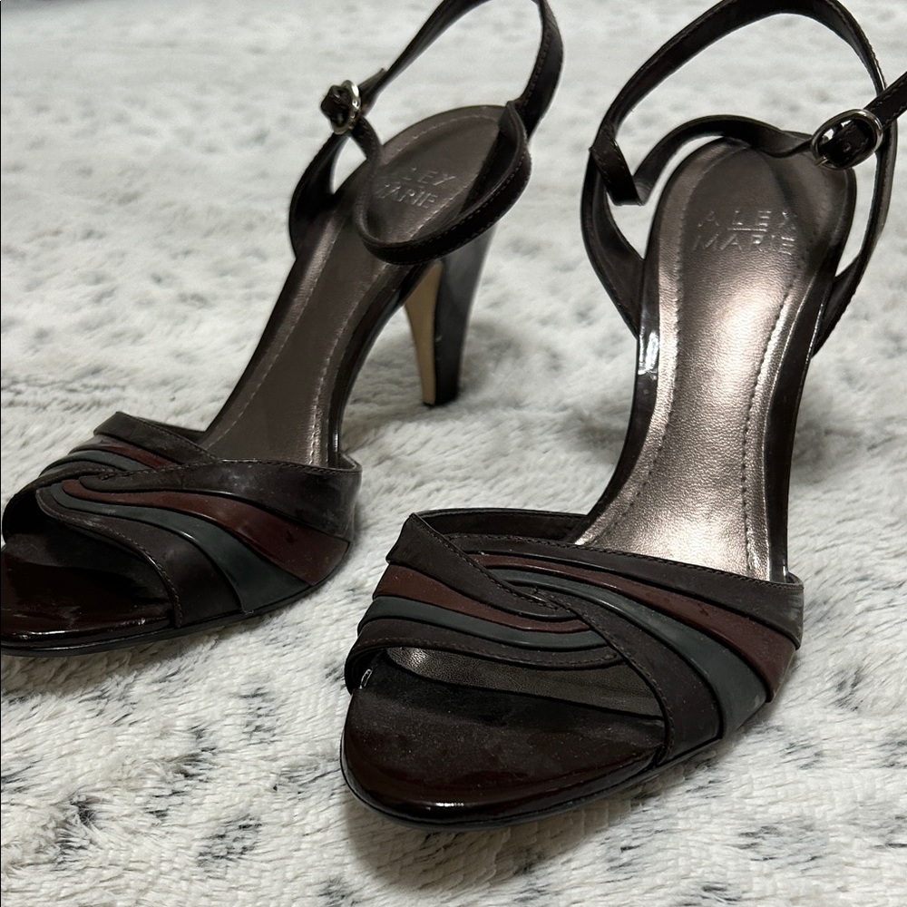Alex Marie Black and Brown Strappy Heels